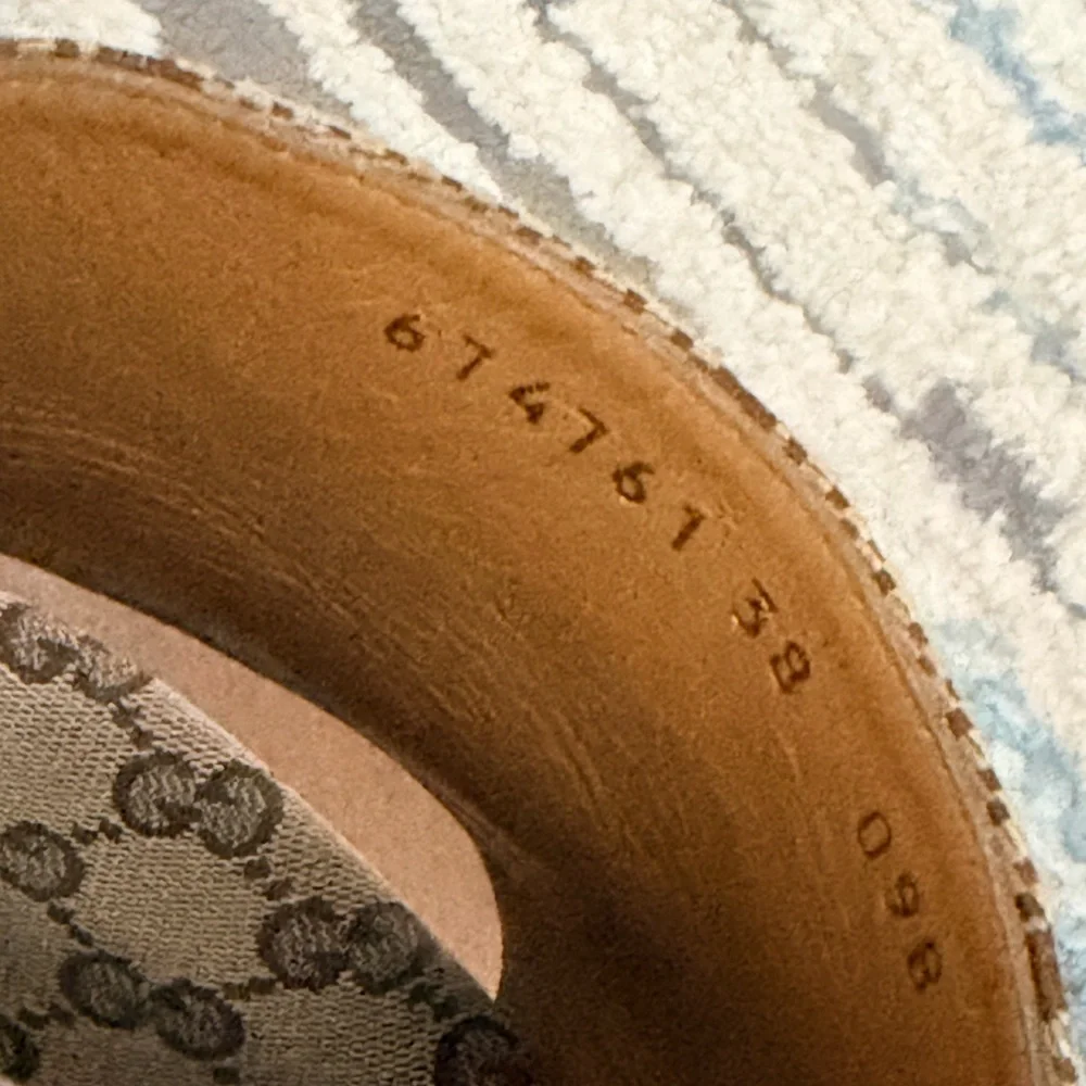 Gucci Beige Brown GG Canvas Platform Slide Sandals
